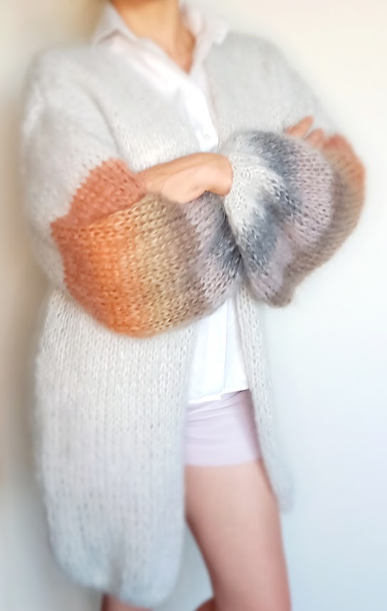 Misty Coffee cardigan mid length