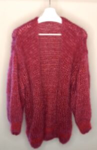 Royal Silk cardigan mid length fuchsia