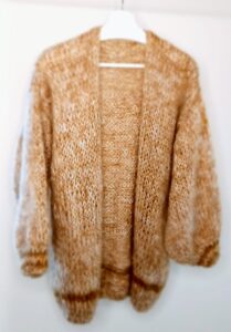 Royal Silk cardigan mid length coffee/cream/beige 