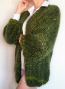 Royal Silk cardigan mid length green