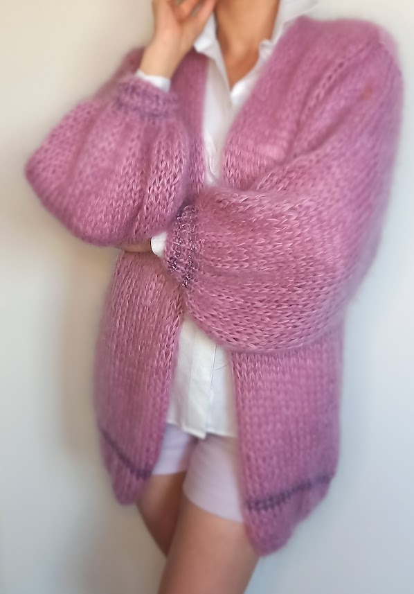 Royal Silk cardigan mid length oldrose