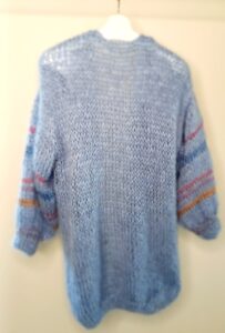 Royal Silk cardigan mid length blue rainbow